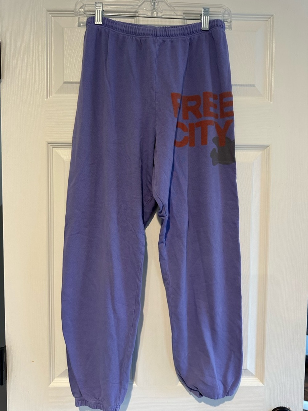 freecity Lavender Sweatpants with Orange Logo